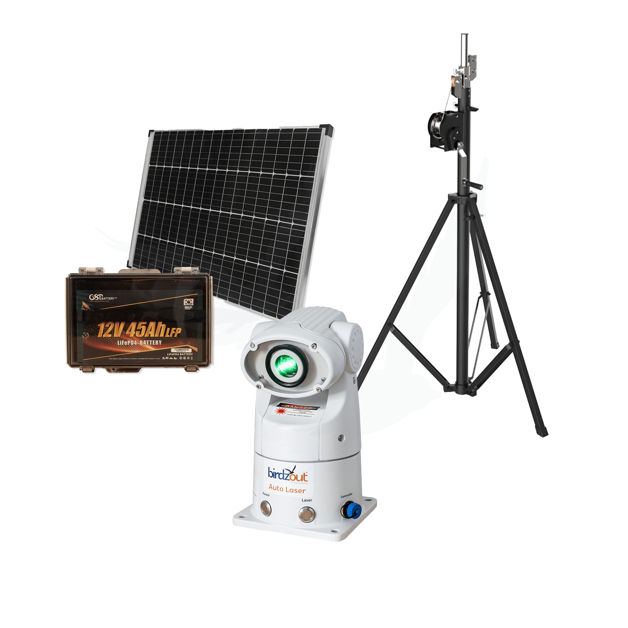 Auto Laser 500 Package with Solar Kit & Tripod - Birdzout
